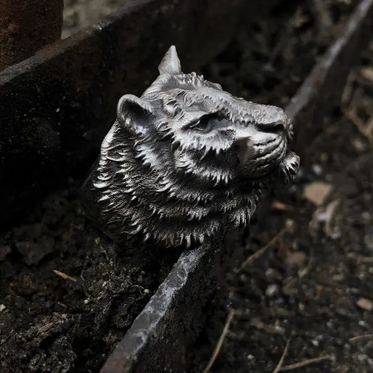 Wild Tiger Silver Ring - Vrafi Jewelry