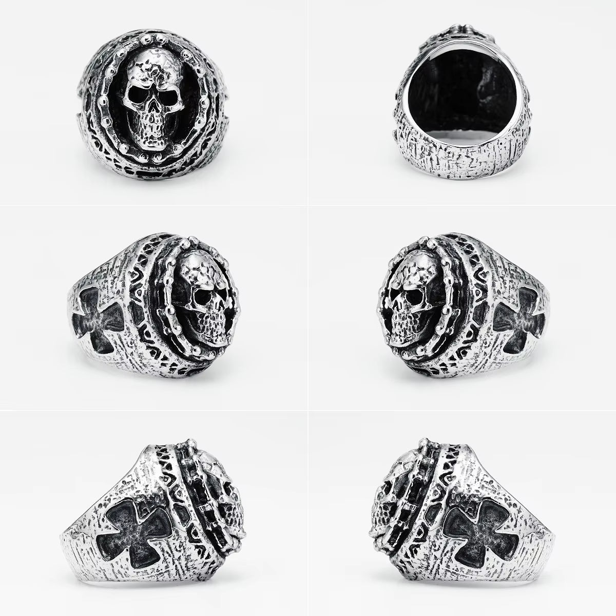 Chain Wrapped Skull Stainless Steel Ring