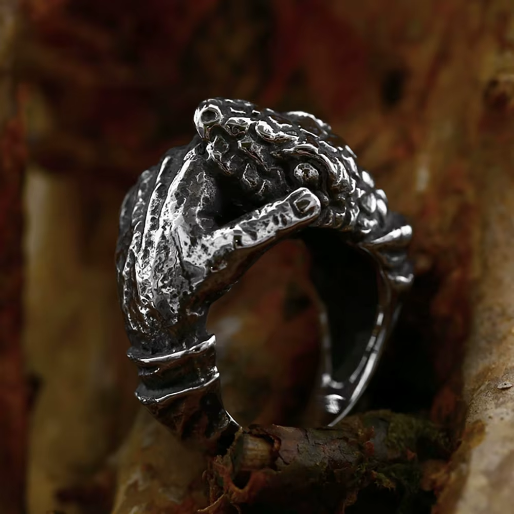 Textura De Flor Con Anillo De Acero Inoxidable Esmaltado