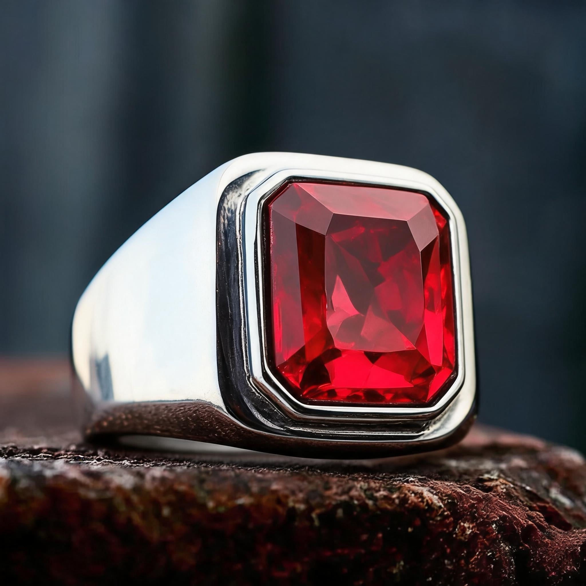 Anello in acciaio inossidabile con pietre preziose a taglio radiante