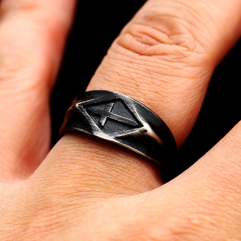 Black Latin Cross Rings Stainless Steel Ring - VRAFI