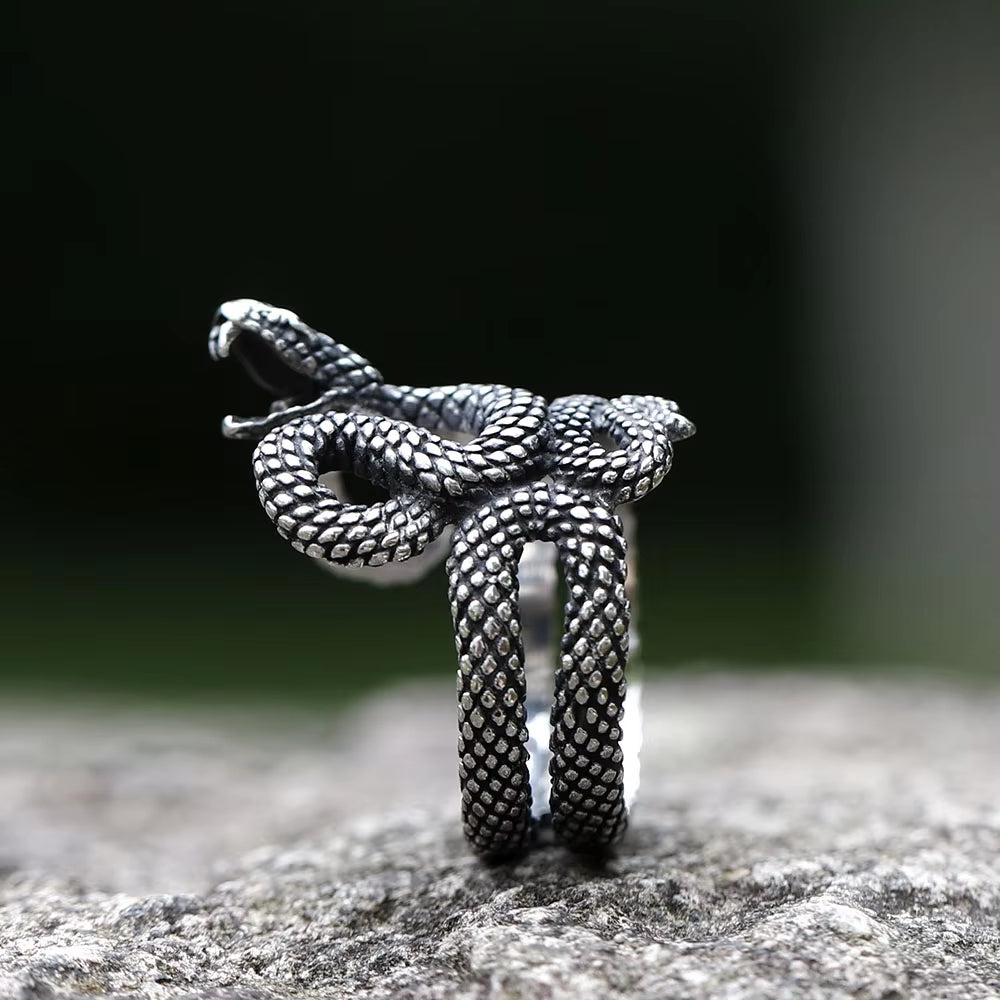 3D Coiled Snake Stainless Steel Ring