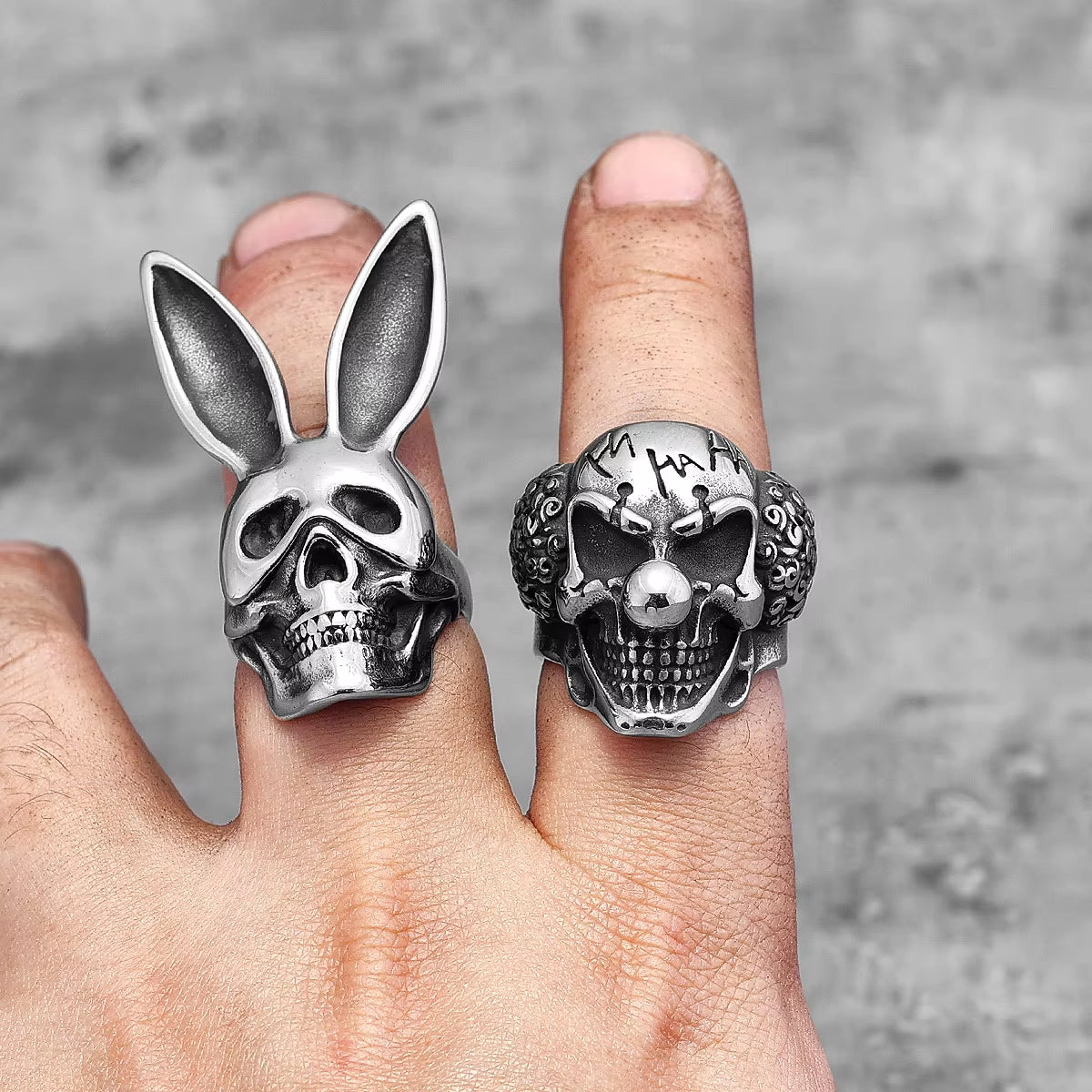 Evil Clown Skull Stainless Steel Ring