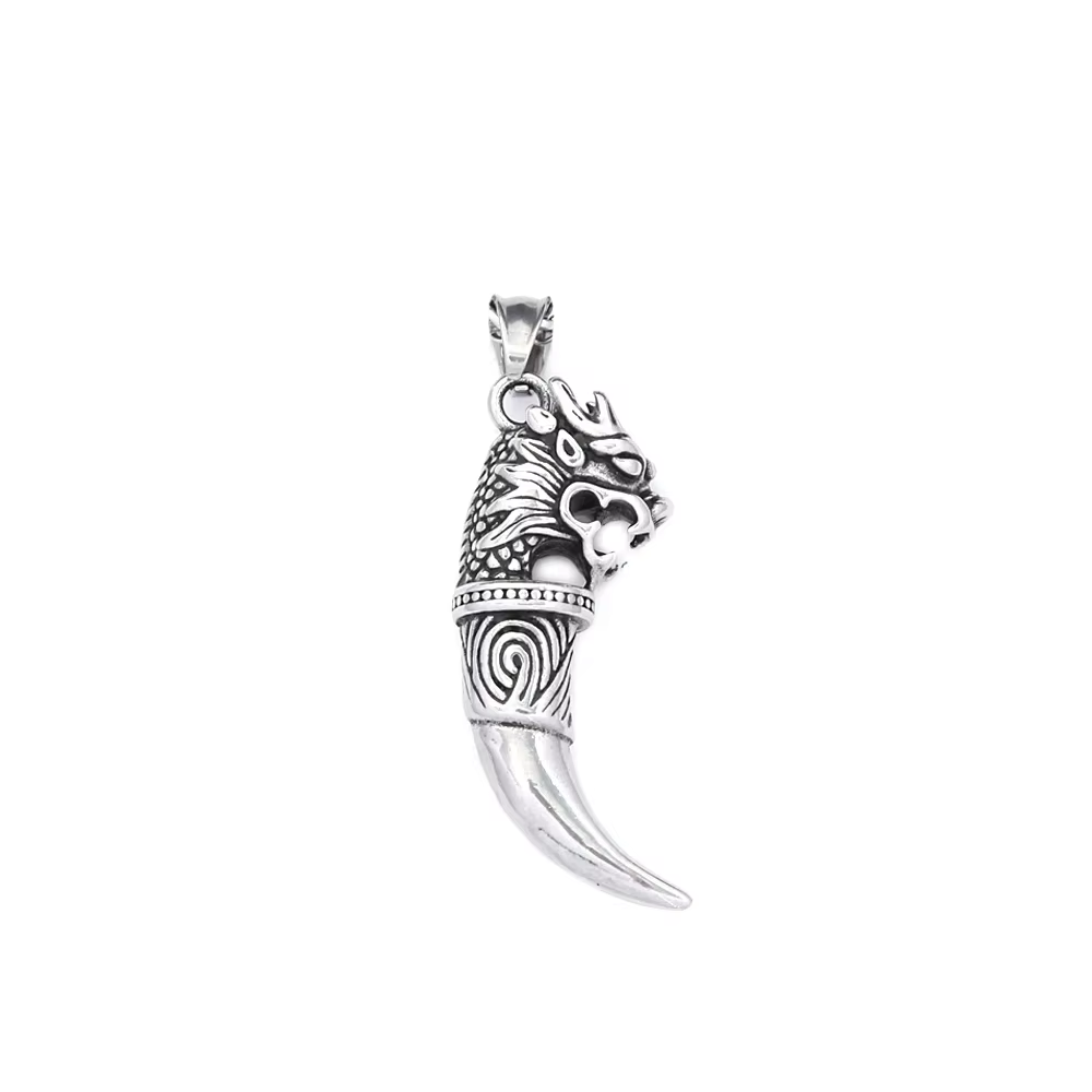 Dragon Head Fang Stainless Steel Pendant Necklace