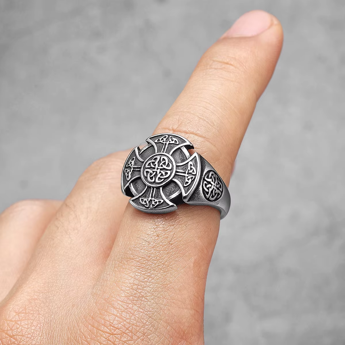 Celtic Cross Knot Stainless Steel Ring