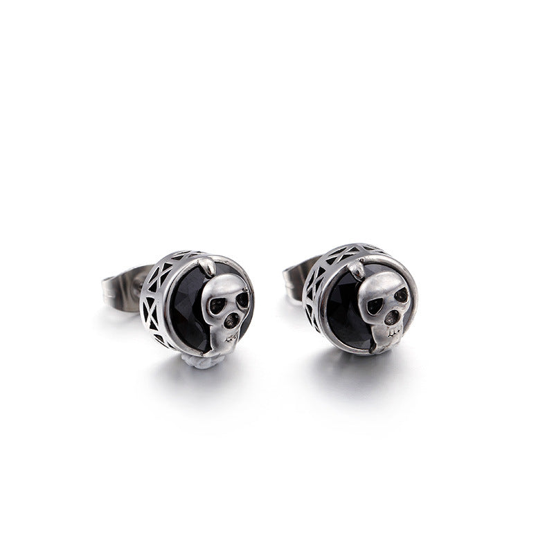 Punk Skull Stud Earrings-Vrafi Jewelry