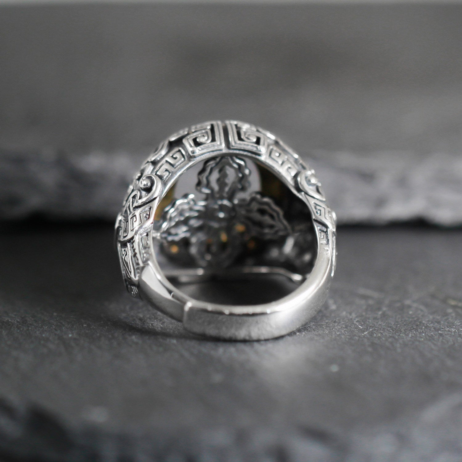 Anillo de acero inoxidable con forma de cuerpo 3D