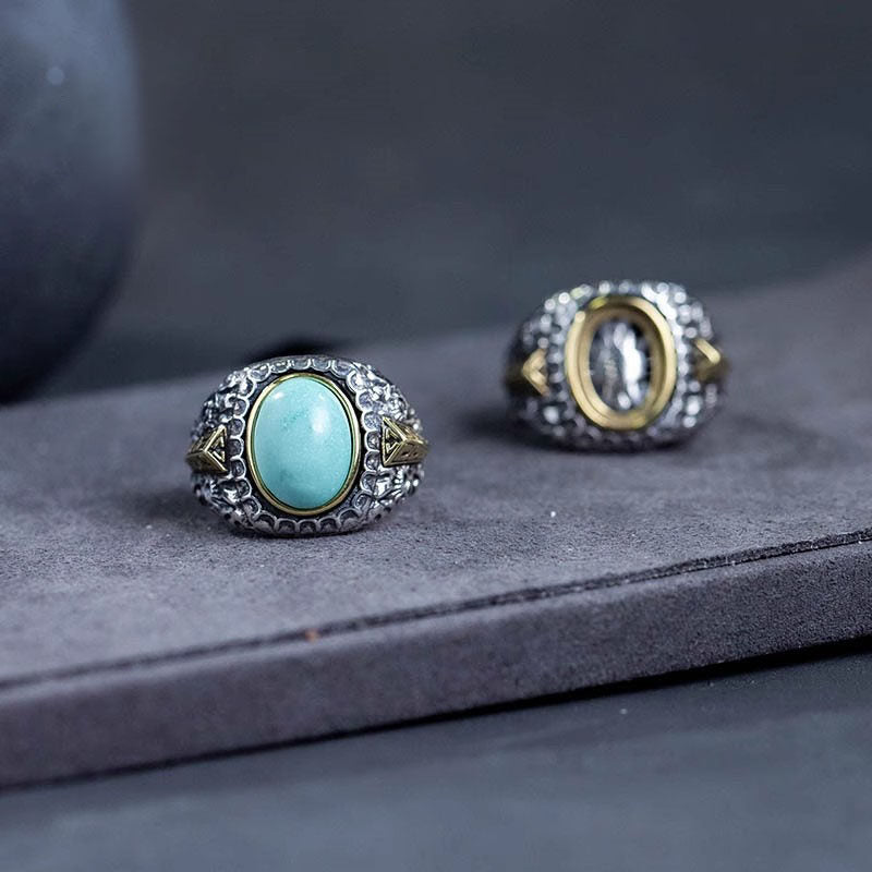 Vintage Chinese Totem Wide‑Band Ring 925 Sterling Silver