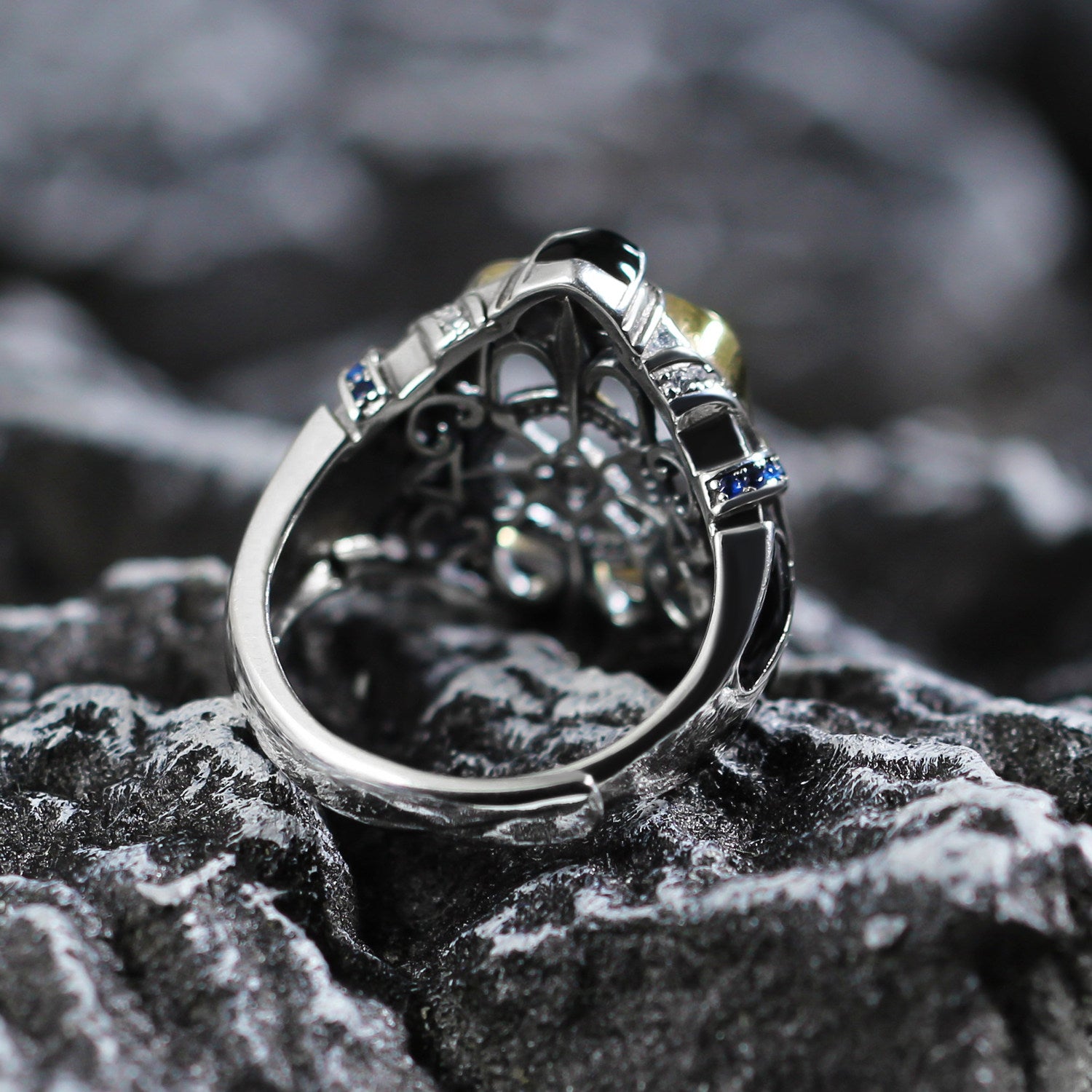925 Sterling Silver Hollow Out Industrial Statement Ring