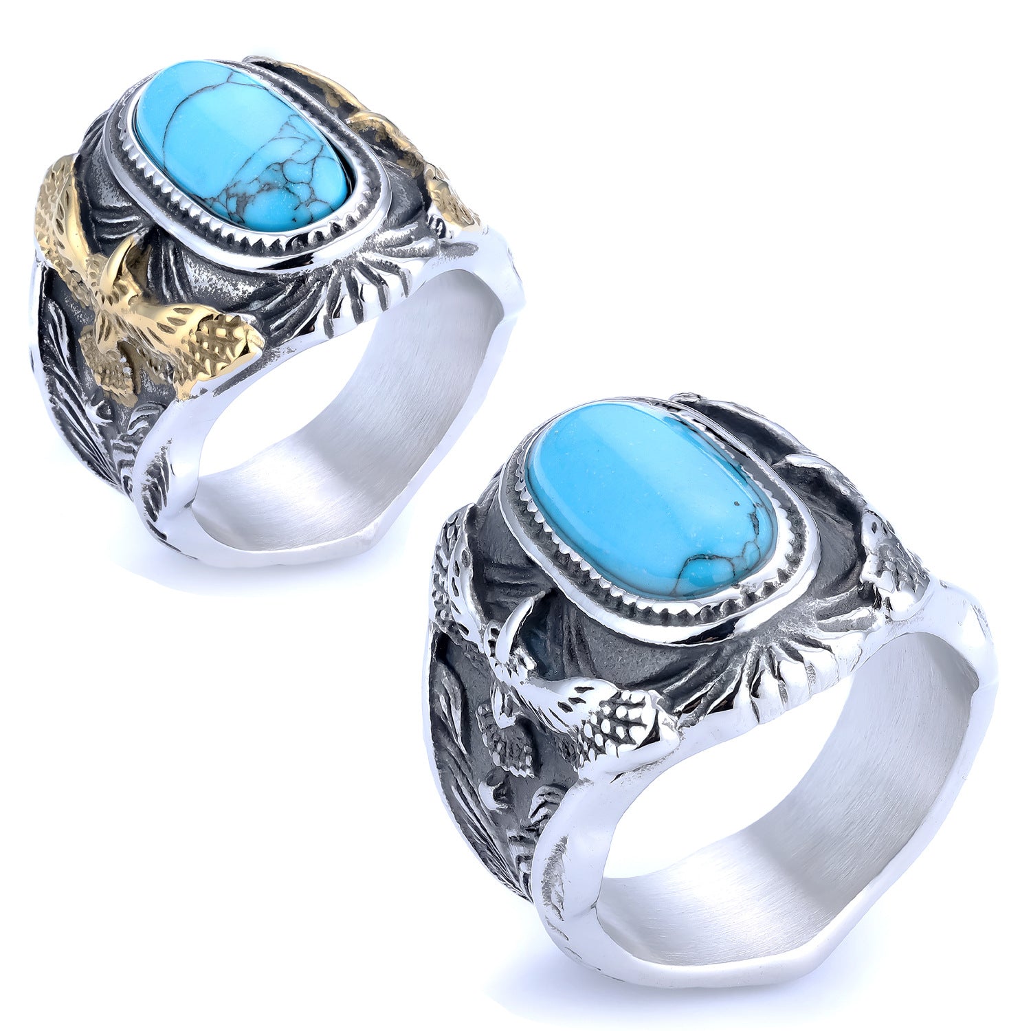 Eagle Turquoise Stainless Steel Ring