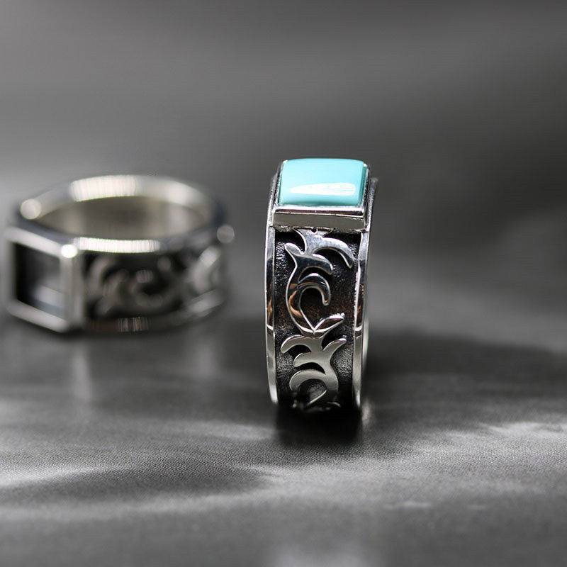 Anillo de acero inoxidable con forma de cuerpo 3D
