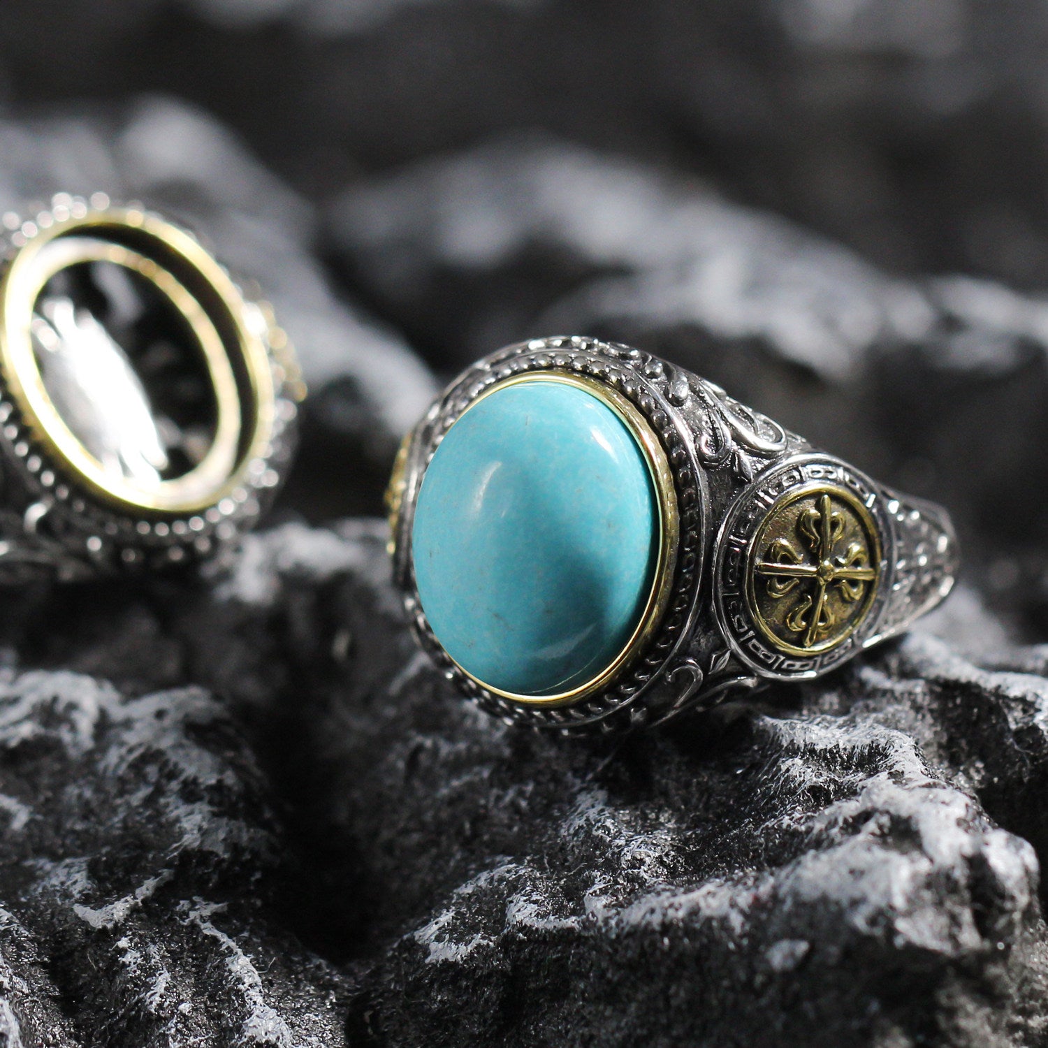 925 Sterling Silver Tibetan Totem Wide‑Band Ring