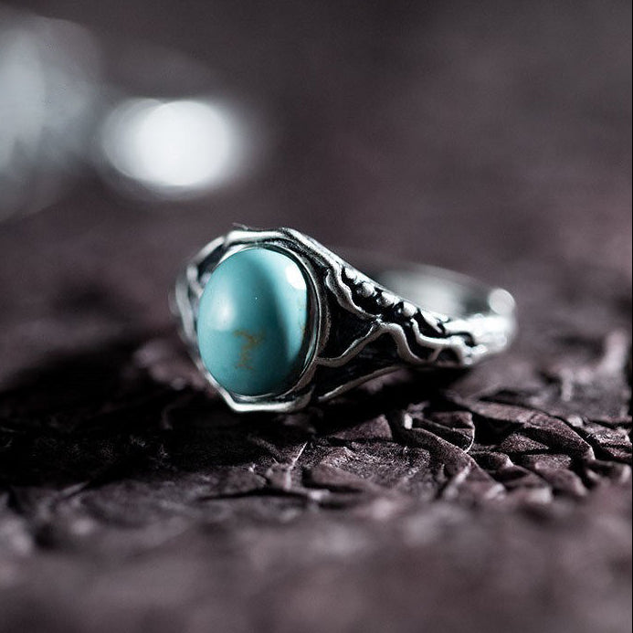 Vintage Western Turquoise 925 Sterling Silver Ring