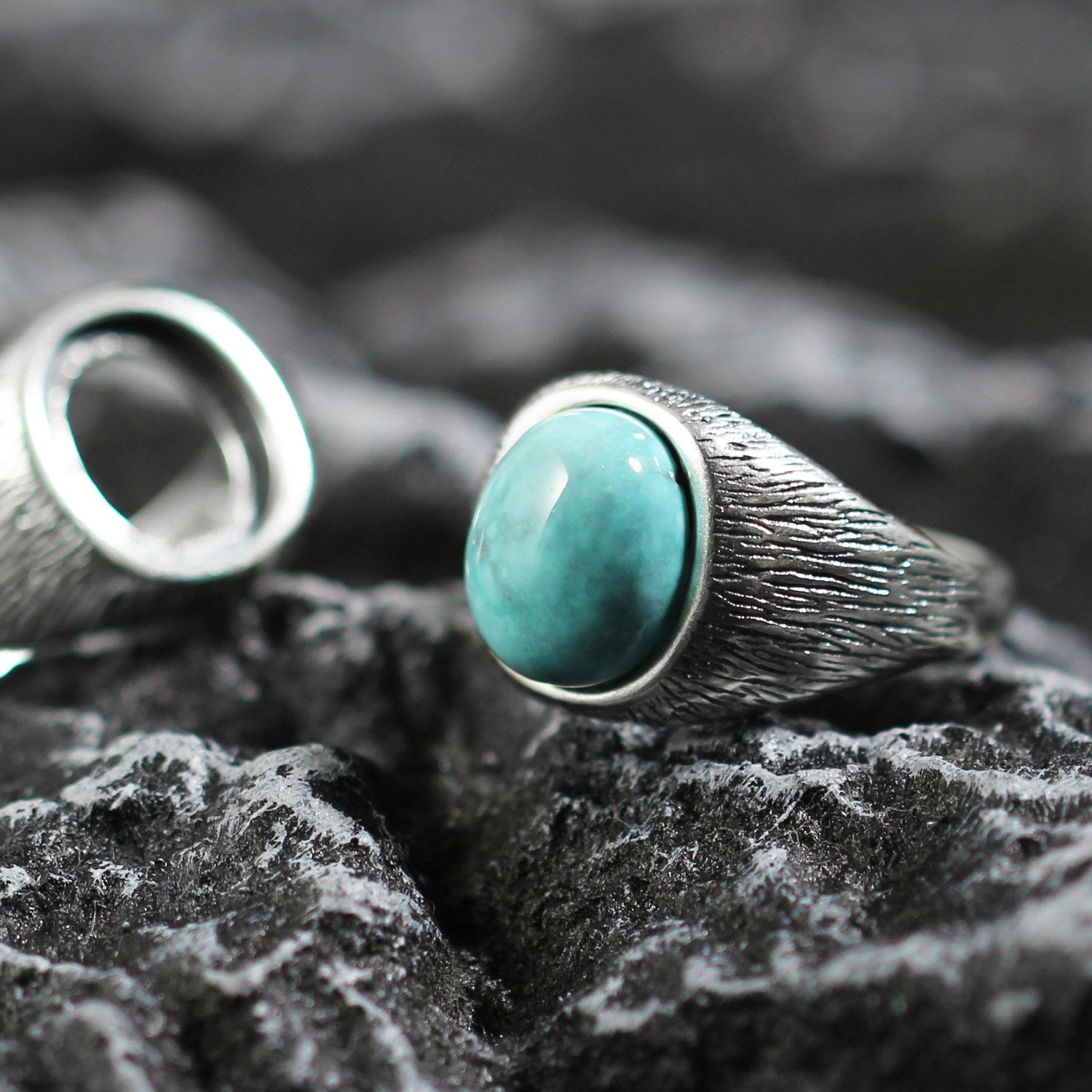 925 Sterling Silver Vintage Streaked‑Surface Men’s Ring
