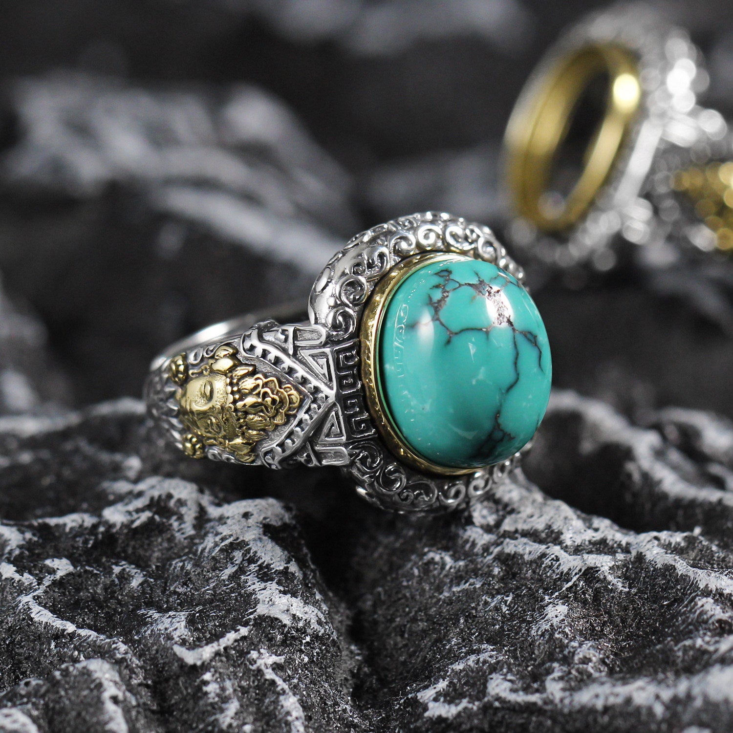 Anillo de acero inoxidable con forma de cuerpo 3D