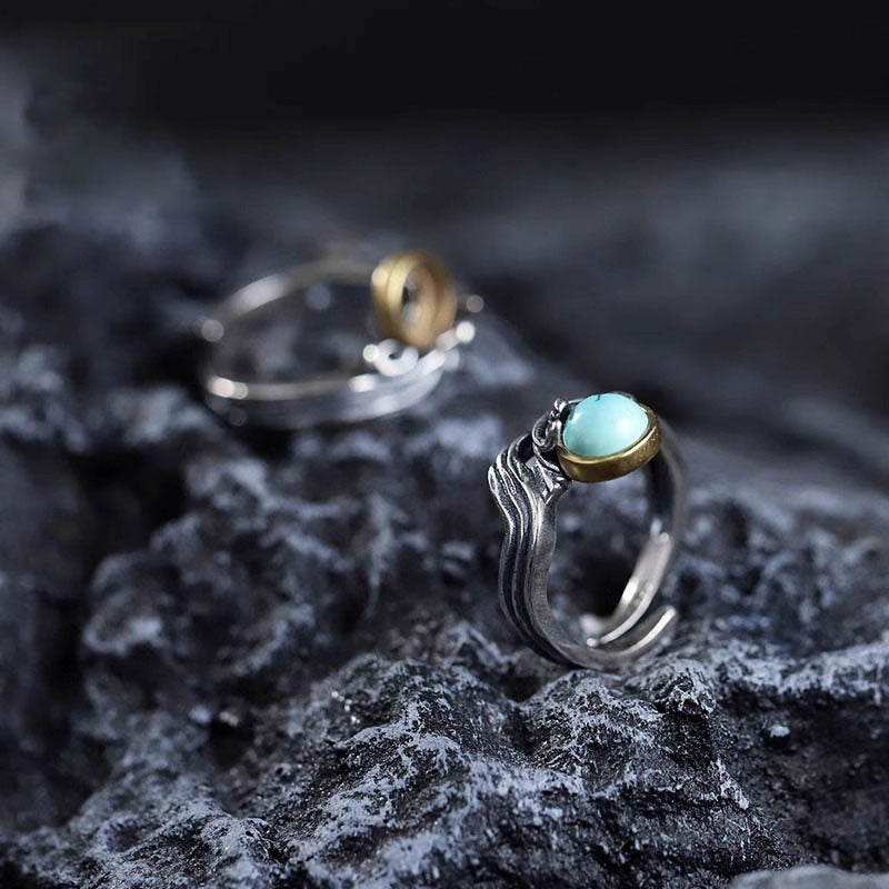 925 Sterling Silver Angel Wing Turquoise Ring