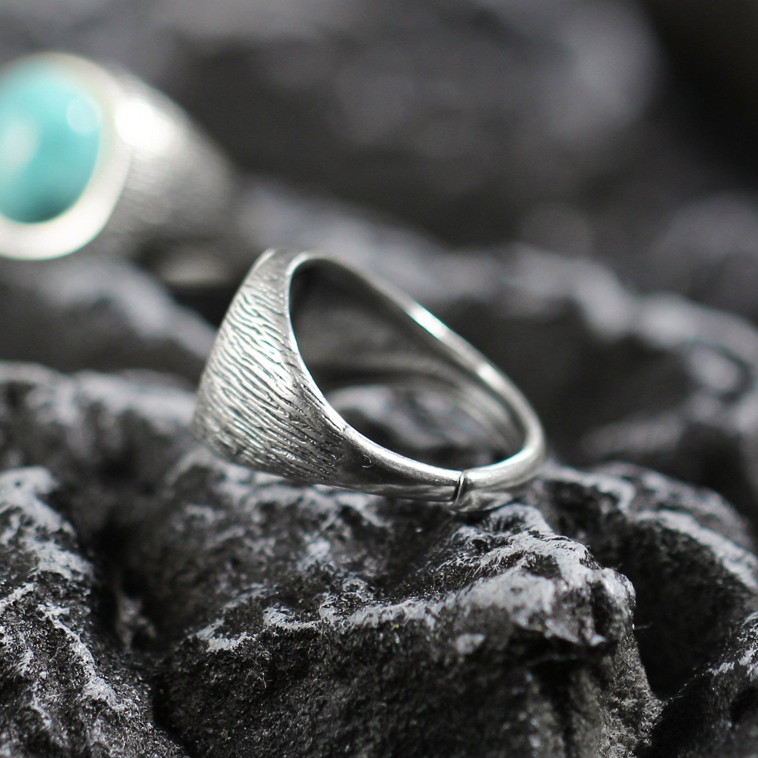 925 Sterling Silver Vintage Streaked‑Surface Men’s Ring
