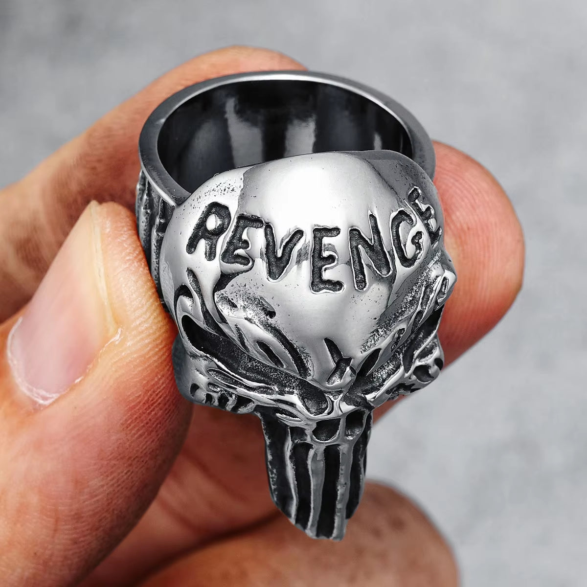 Punisher Skull REVENGE Stainless Steel Ring