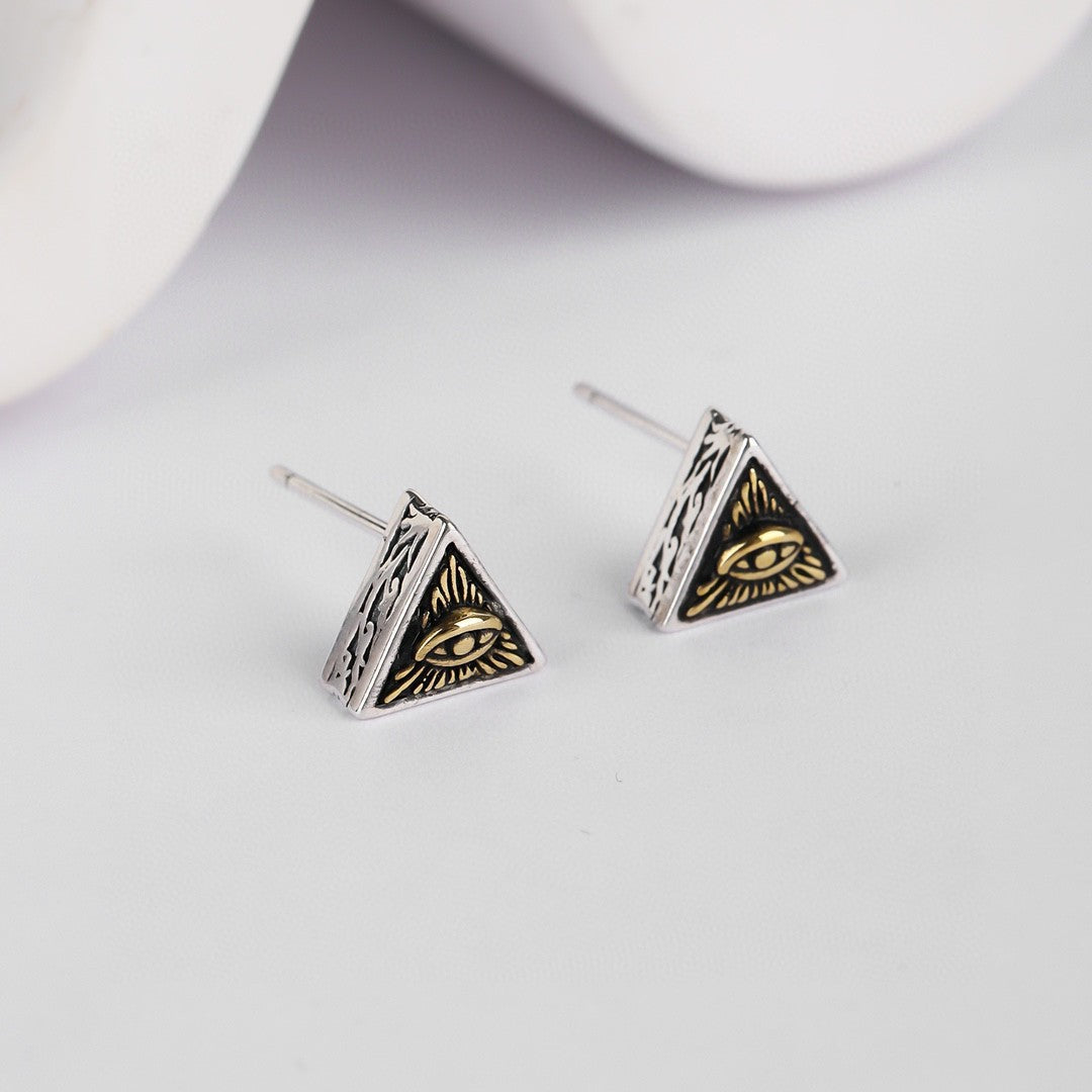 Devil's Eye Triangle Stud Earrings