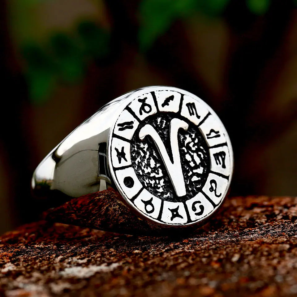 12 Constellations Zodiac Sign Finger Ring Vrafi Jewelry