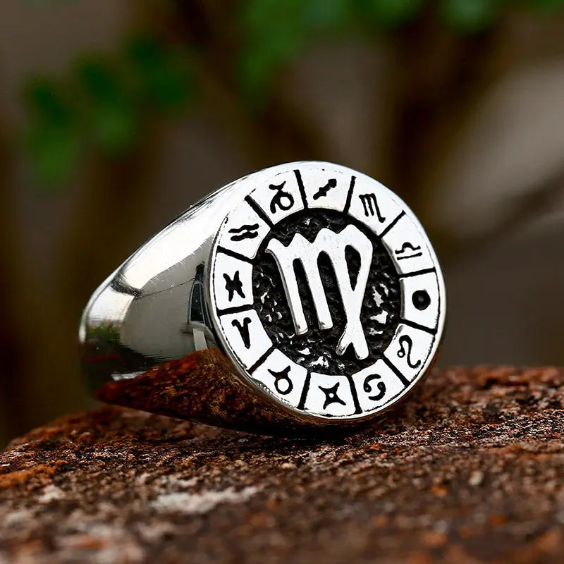 12 Constellations Zodiac Sign Finger Ring Vrafi Jewelry