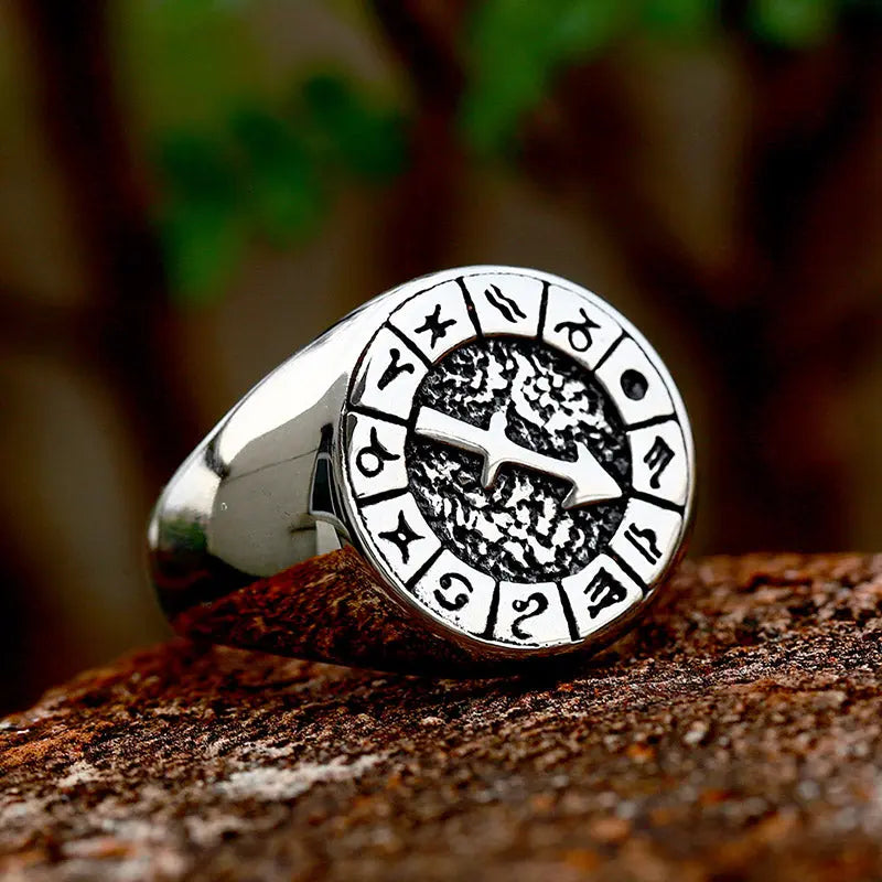 12 Constellations Zodiac Sign Finger Ring Vrafi Jewelry