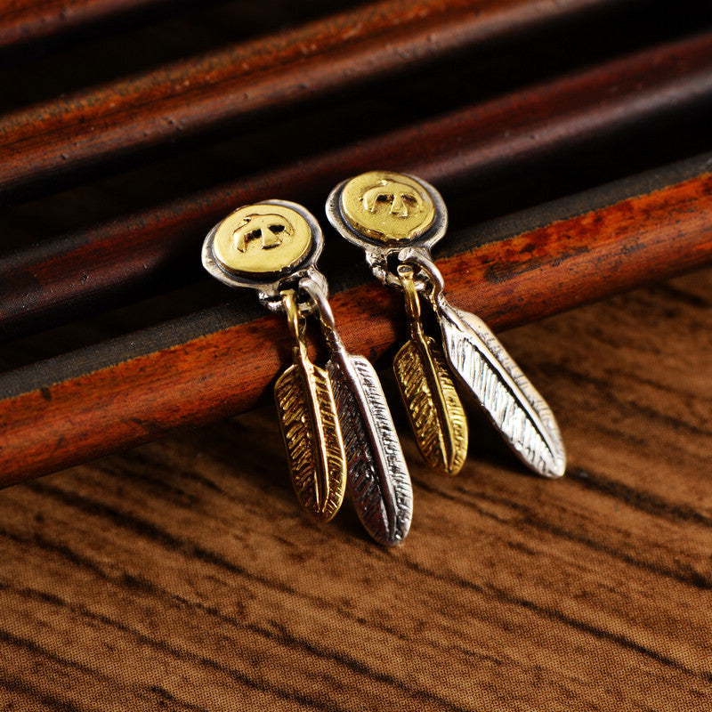 Seagull Feather Stud Earrings