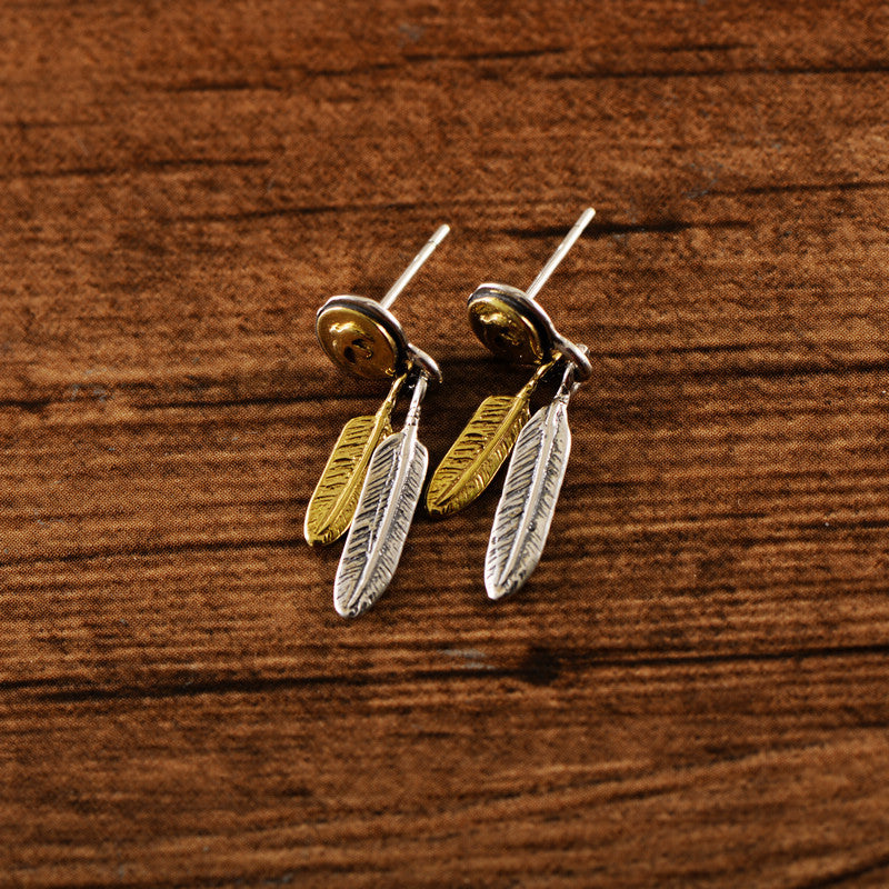 Seagull Feather Stud Earrings