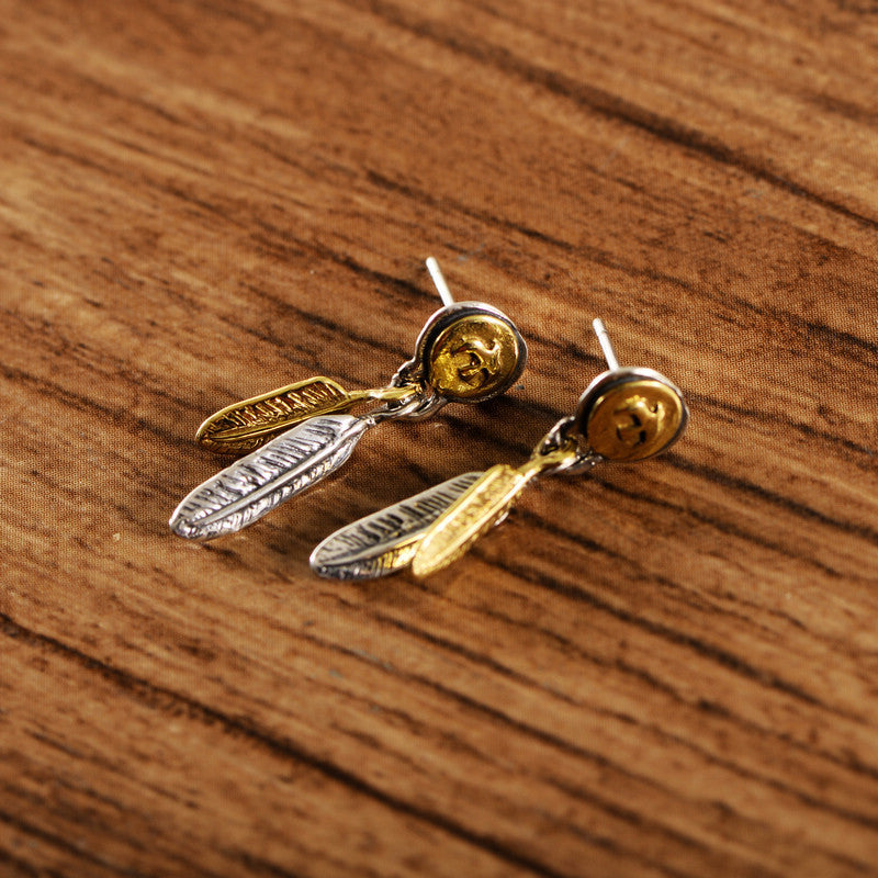 Seagull Feather Stud Earrings