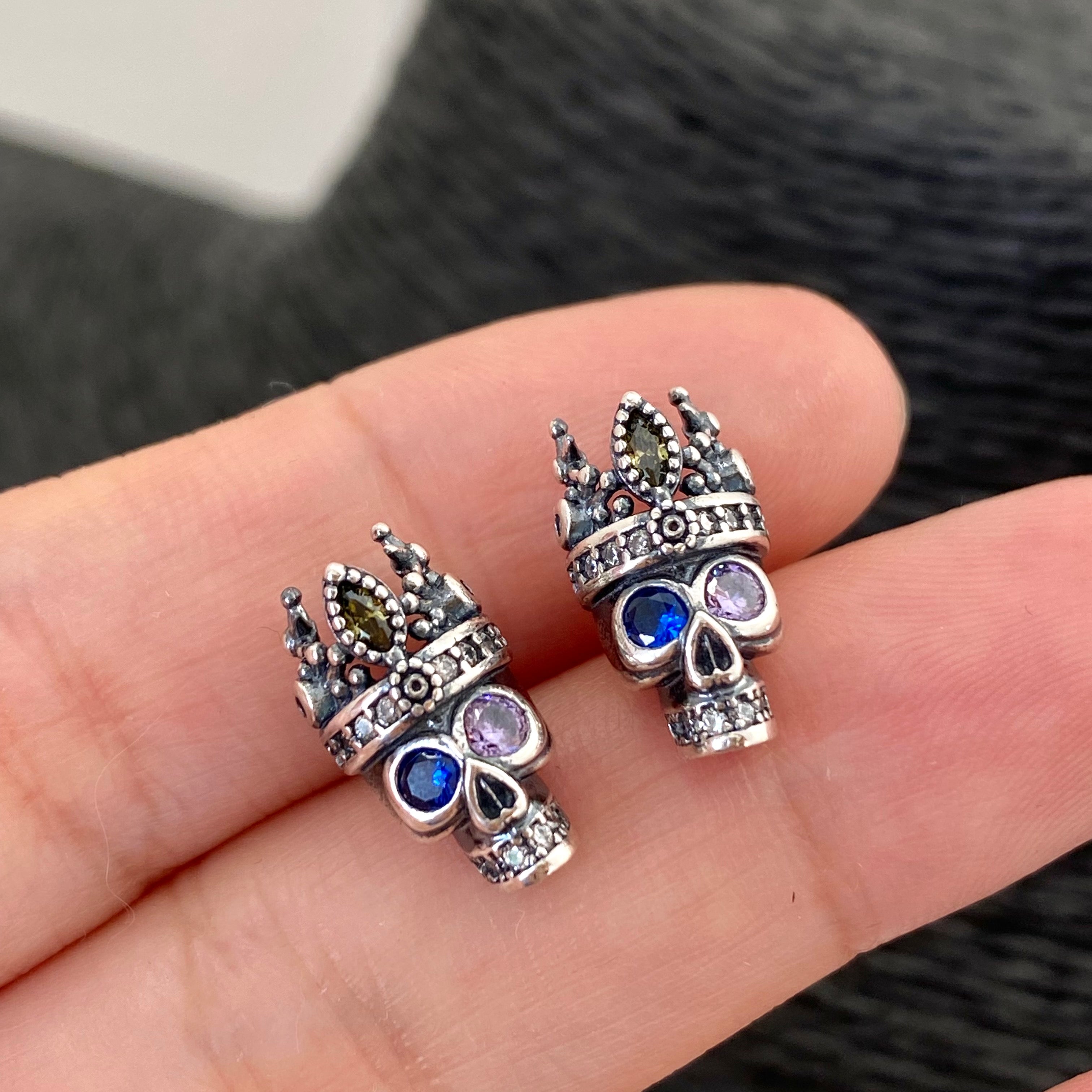 Minimalist Crown Skull Stud Earrings