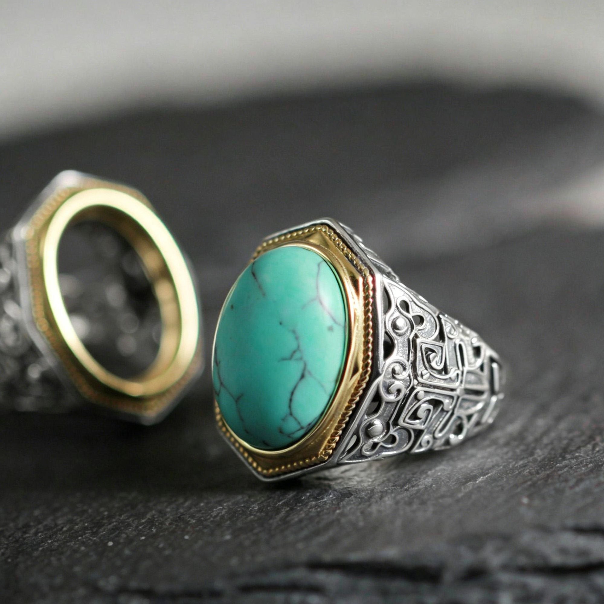 Anillo de acero inoxidable con forma de cuerpo 3D