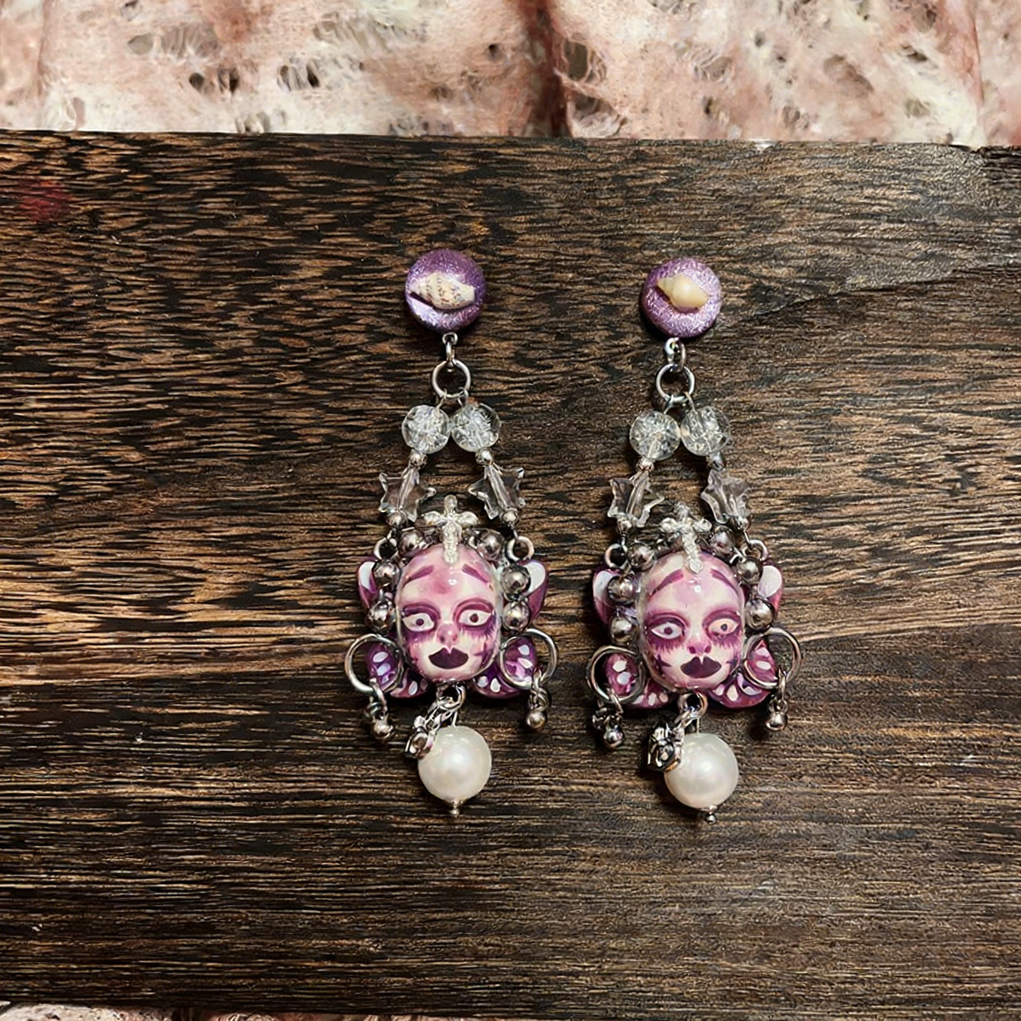 Purple Shell Star Butterfly Freak Baby Earrings