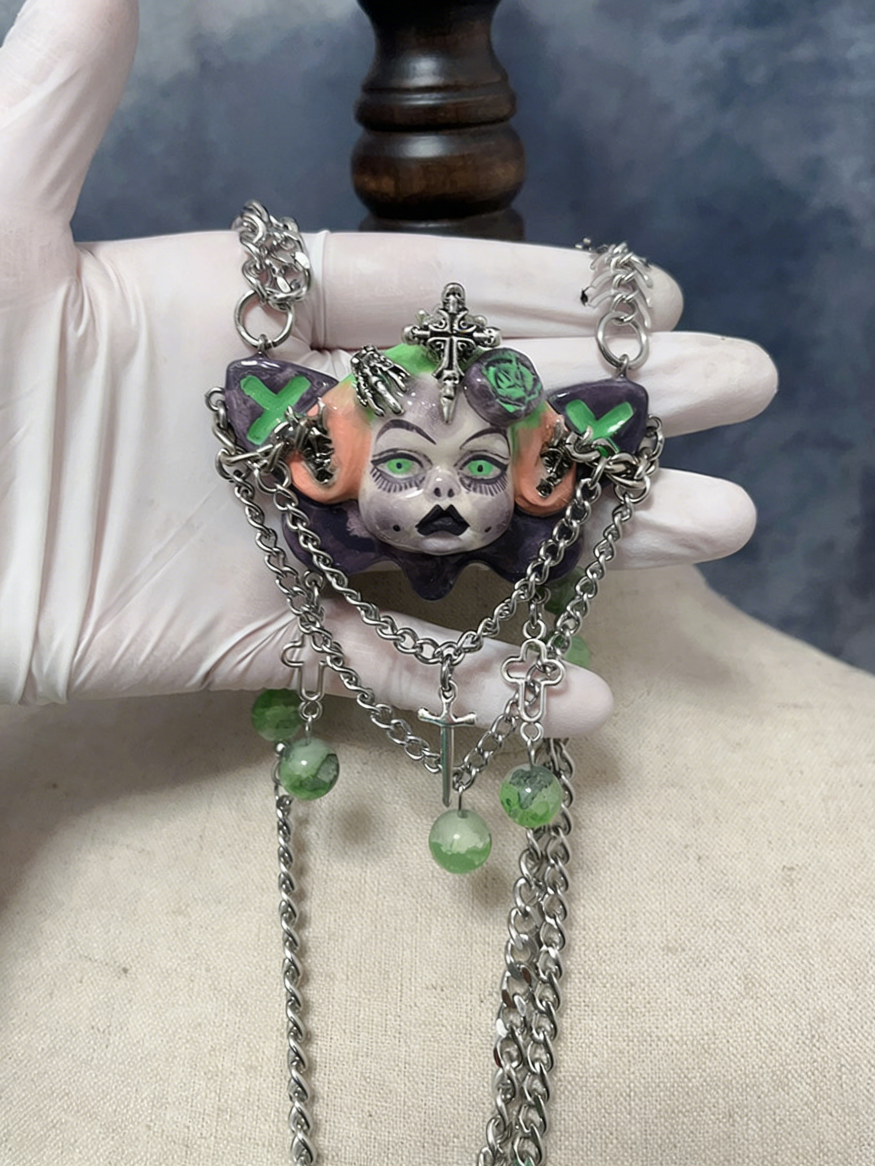 Green Pupil Gothic Doll Necklace
