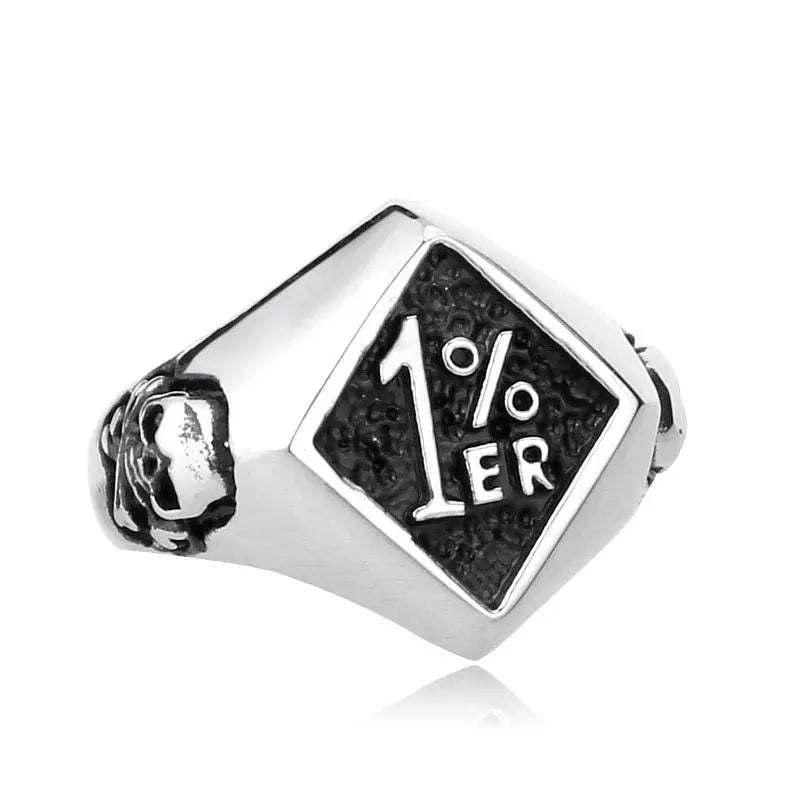 1%ER Skull Stainless Steel Ring - Vrafi Jewelry