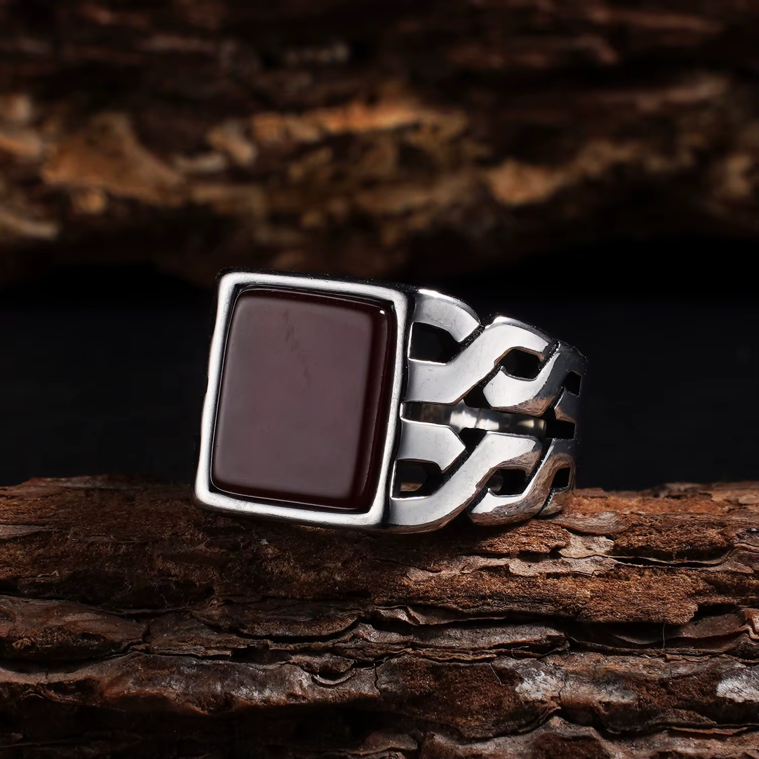 Celtic Knot Tiger's Eye Stainless Steel Ring