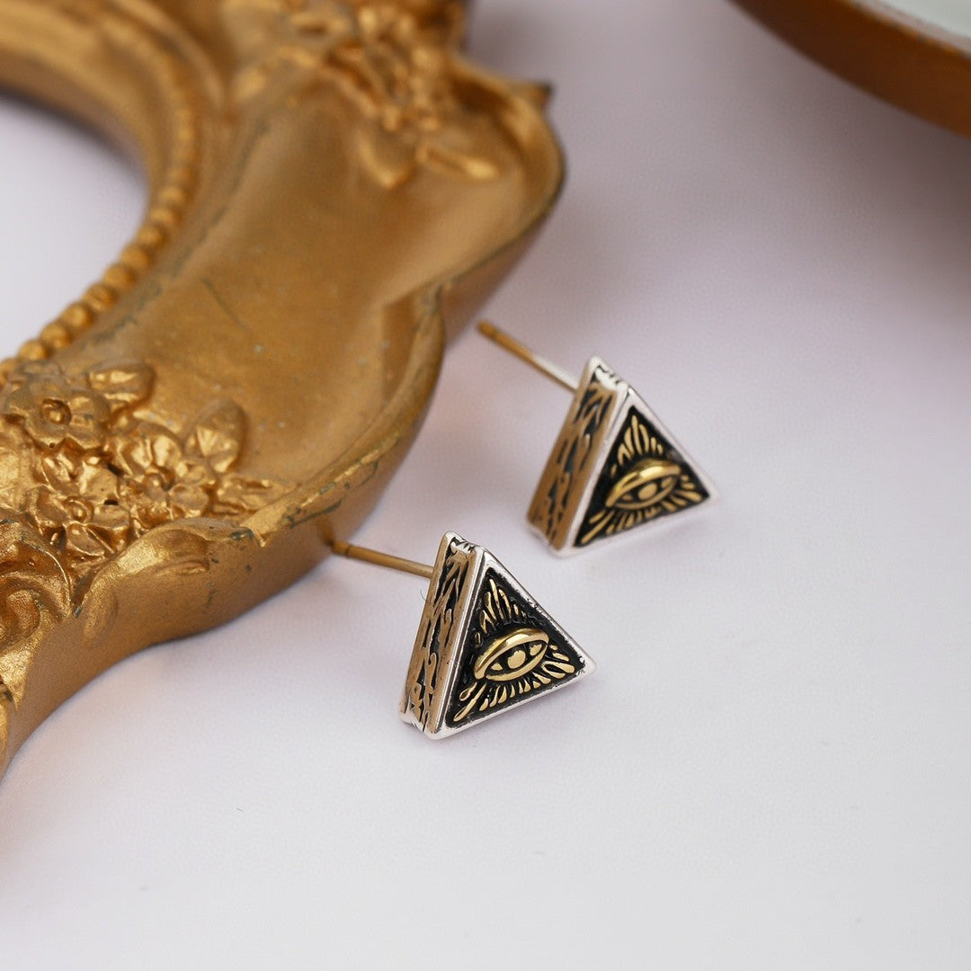 Devil's Eye Triangle Stud Earrings