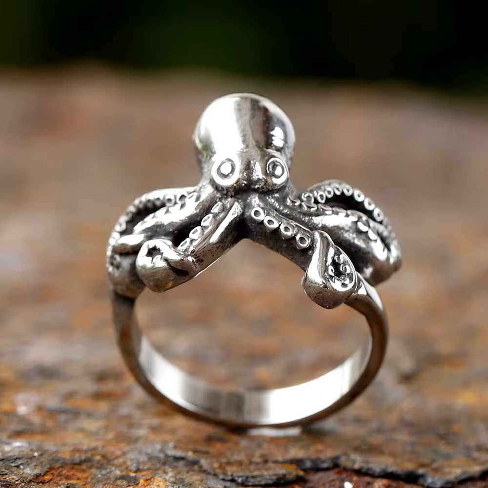 3D Octopus Statement Stainless Steel Ring