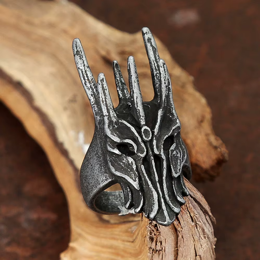 Horned Demon Skull Stainless Steel Ring