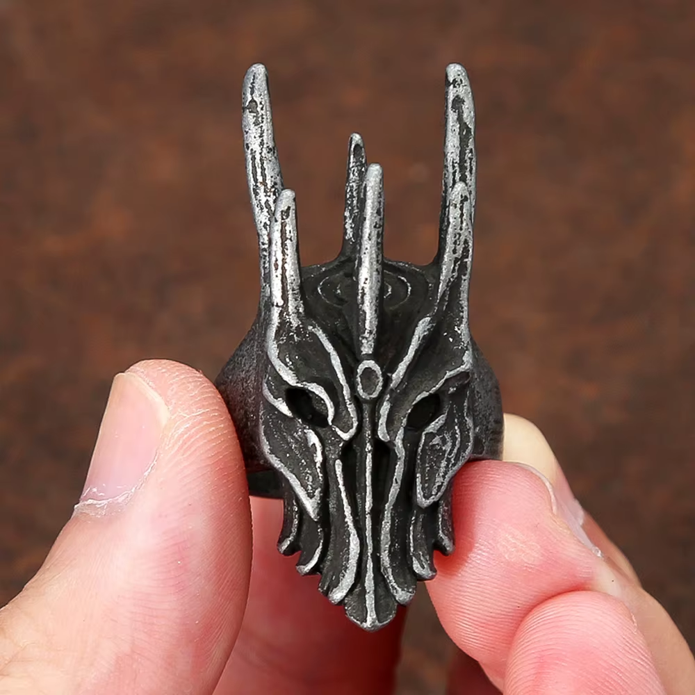 Horned Demon Skull Stainless Steel Ring