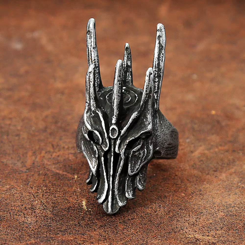Horned Demon Skull Stainless Steel Ring