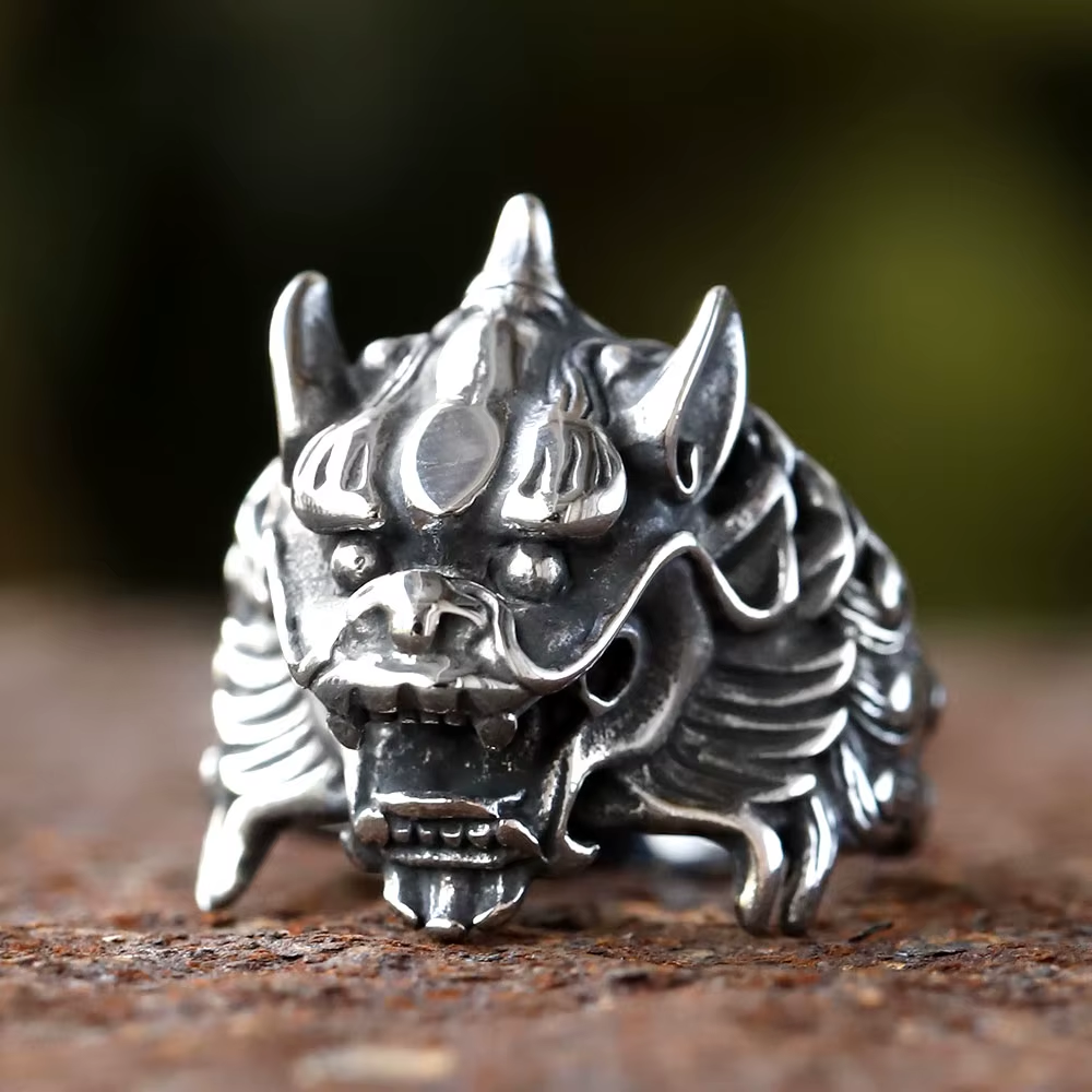 Mythical Qilin Beast Head Stainless Steel Ring