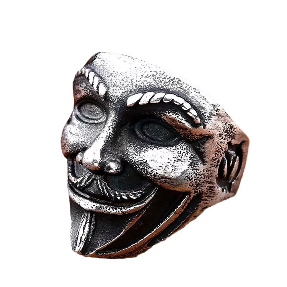 V for Vendetta Mask Stainless Steel Ring