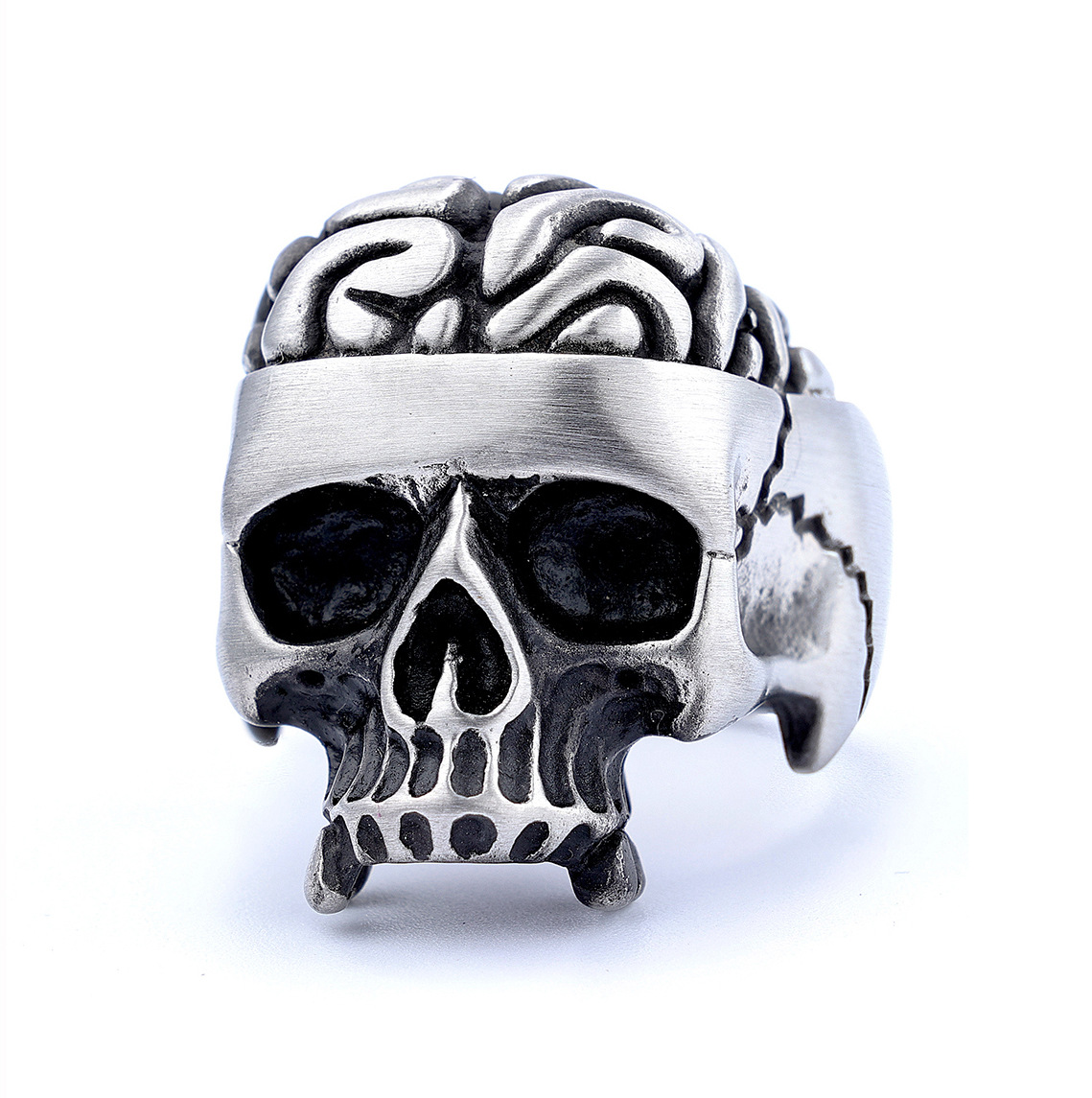 Skull Exposed Brain Stainless Steel Ring