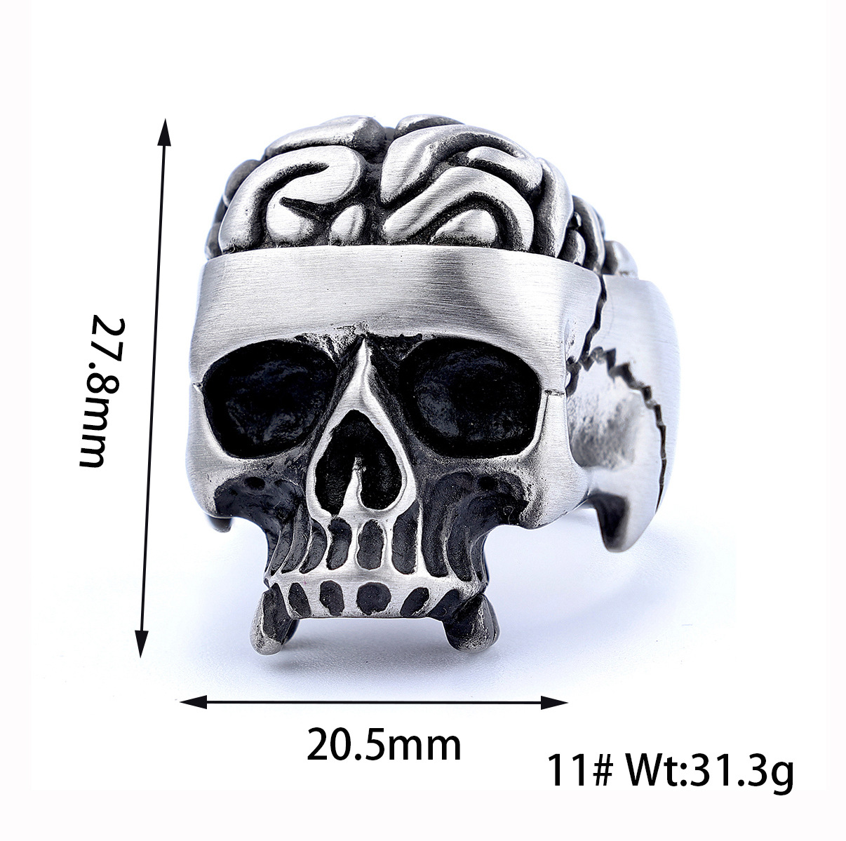 Skull Exposed Brain Stainless Steel Ring