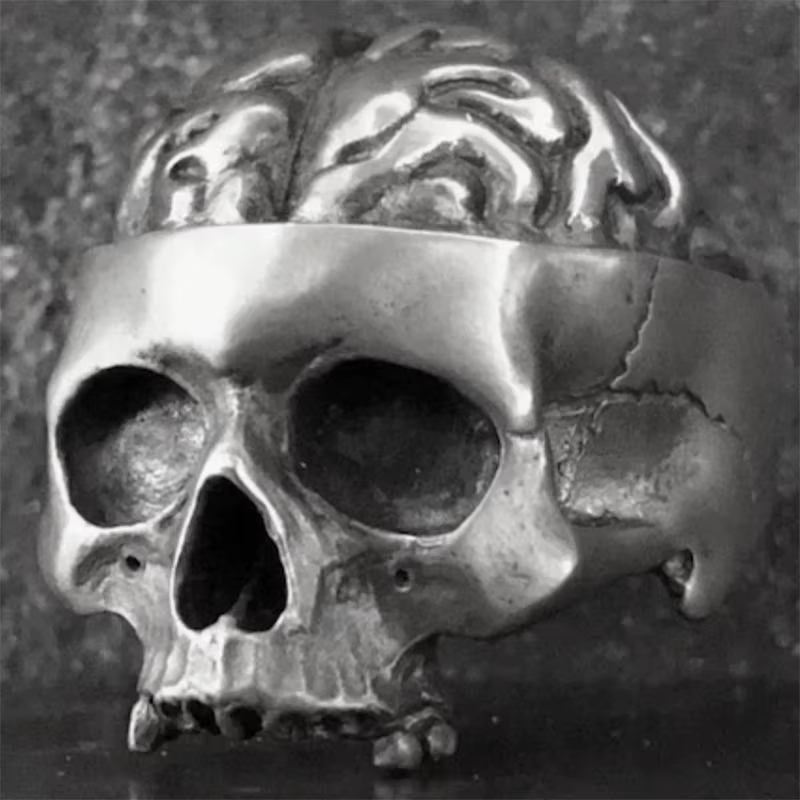 Skull Exposed Brain Stainless Steel Ring