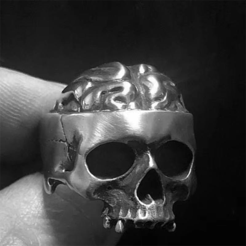 Skull Exposed Brain Stainless Steel Ring