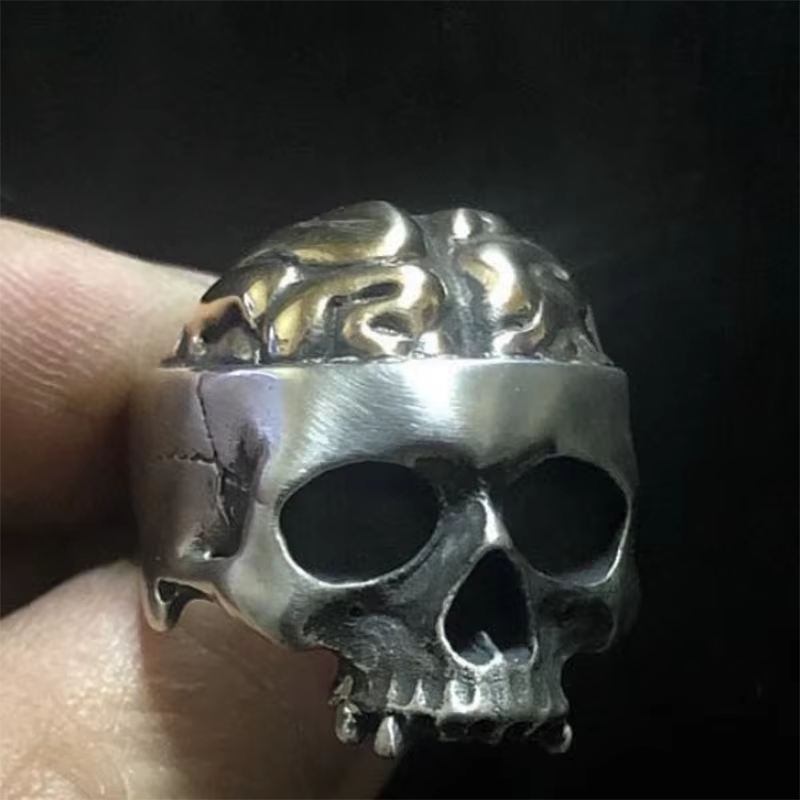 Skull Exposed Brain Stainless Steel Ring