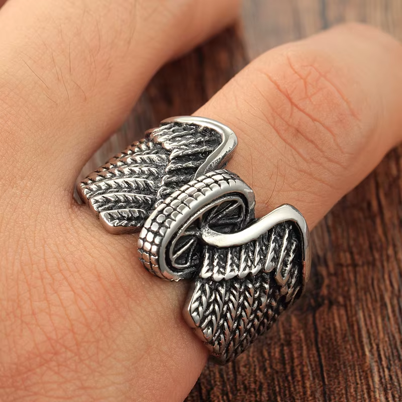 Biker Wing Wheel Stainless Steel Ring