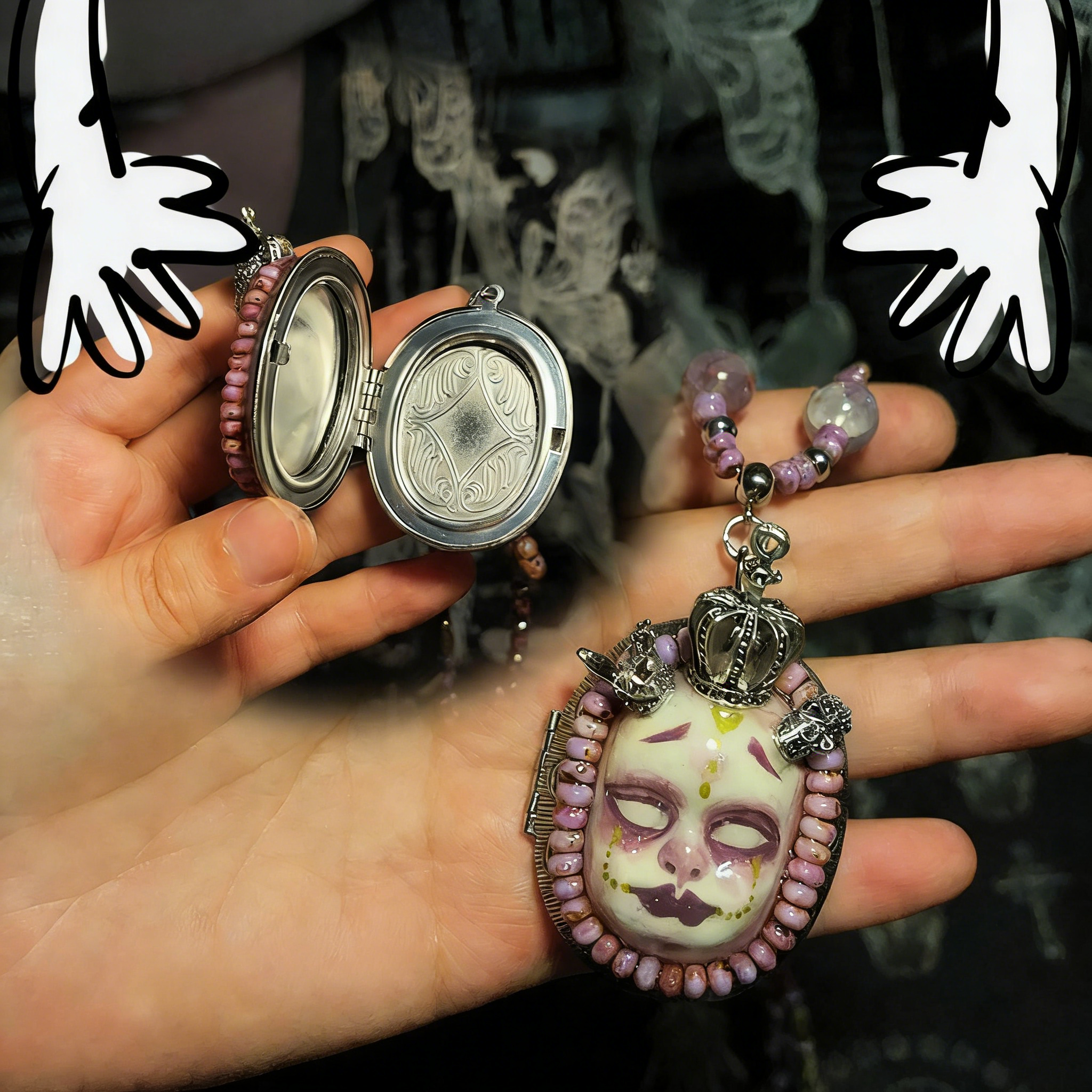 Crown Gothic Doll Necklace