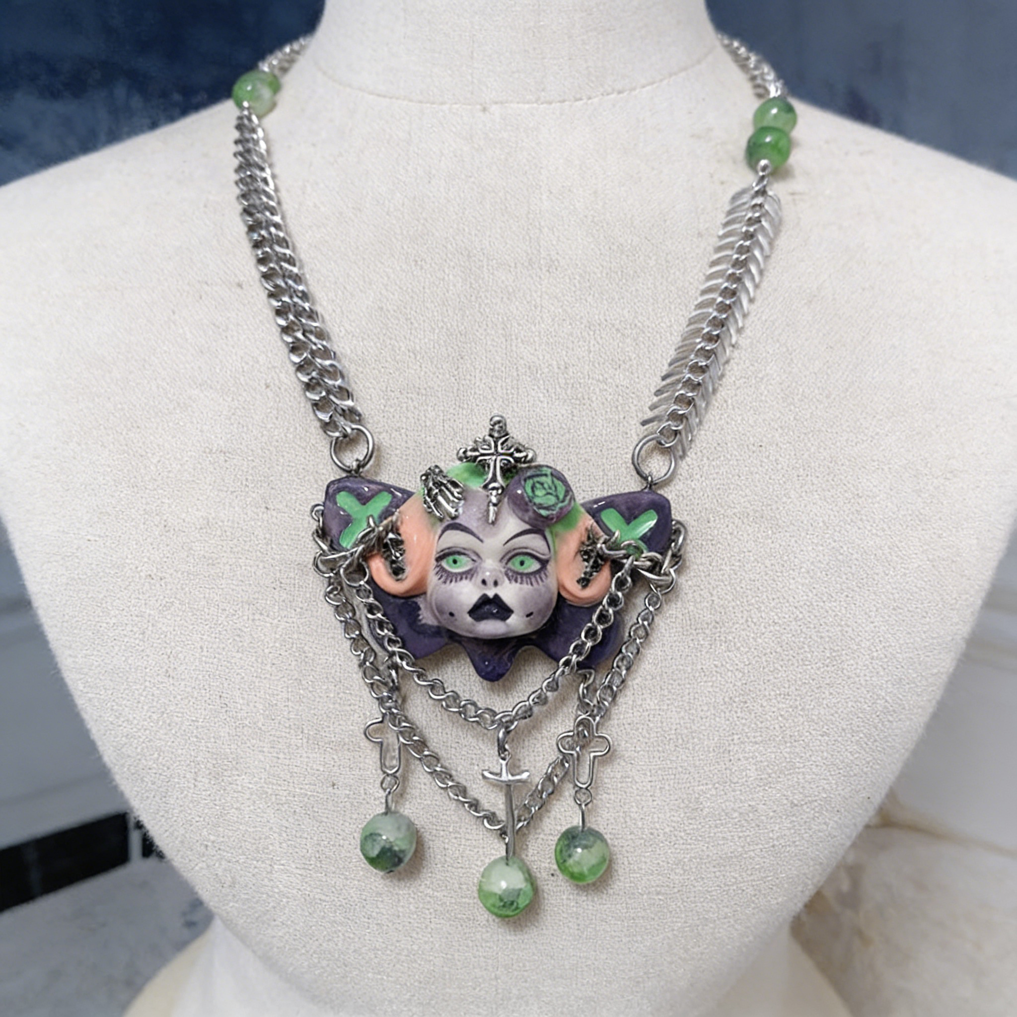 Green Pupil Gothic Doll Necklace